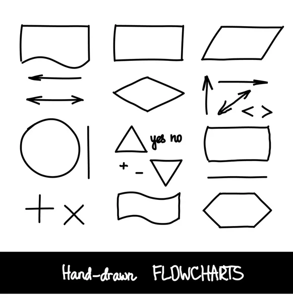 Elementos de diseño de diagrama de flujo vectorial dibujado a mano — Vector de stock