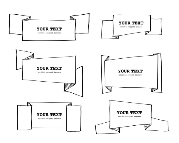Vector dibujado a mano garabato origami banner — Vector de stock