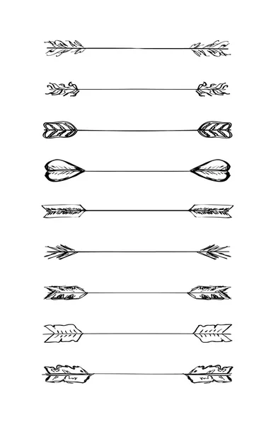 Retro scribble hand-drawn dividers set — Stock Vector