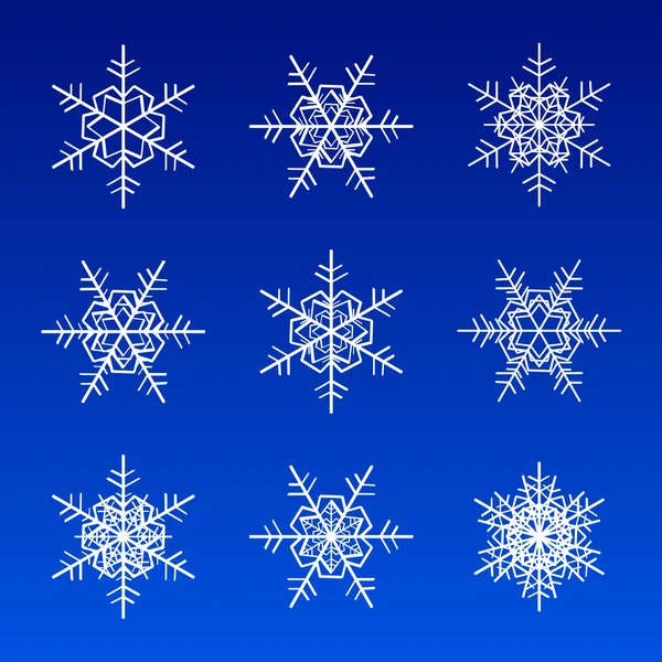 Векторні сніжинки білі ізольовані на синьому — стоковий вектор