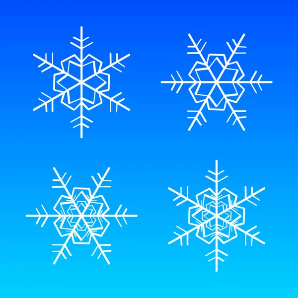 Vector copos de nieve blanco aislado en azul — Vector de stock