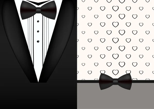 Vector bow tie tuxedo invitation design template — Stock Vector