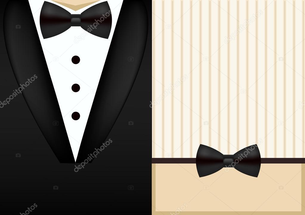 Vector bow tie tuxedo invitation design template