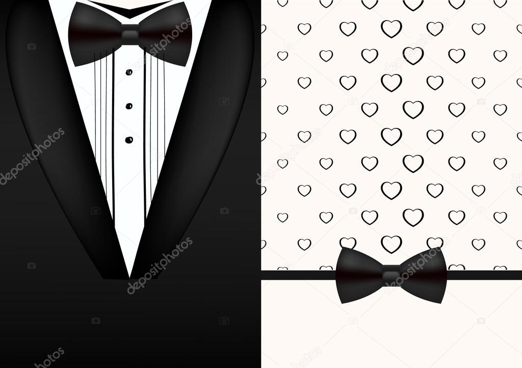 Vector bow tie tuxedo invitation design template