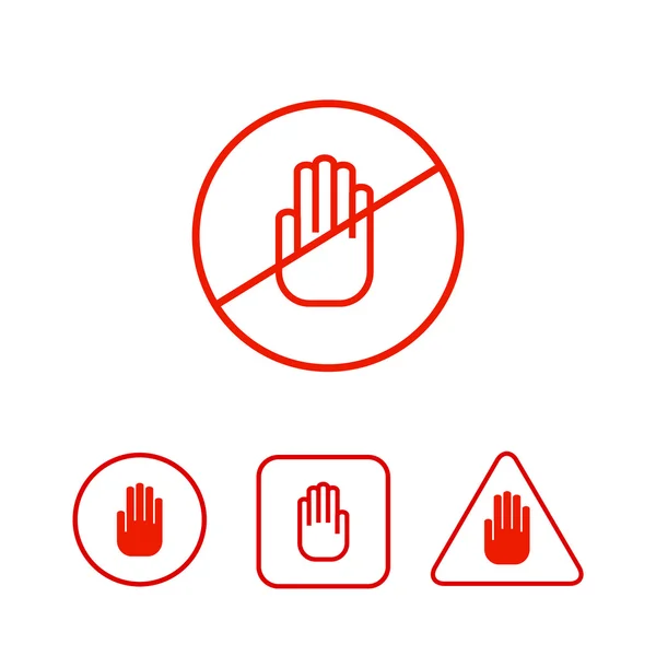 Set van stop hand pictogrammen — Stockvector