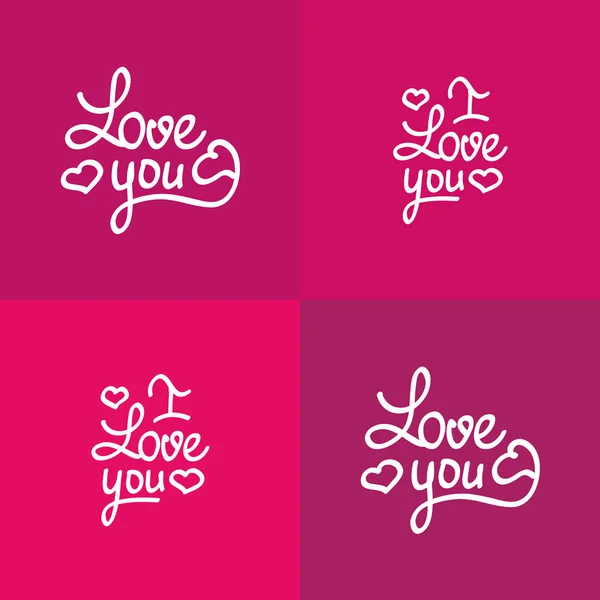 Set van liefde u Valentine vector design belettering — Stockvector