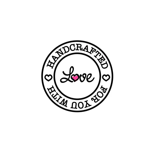 Hand-made for you with love vector retro badge — Stock Vector