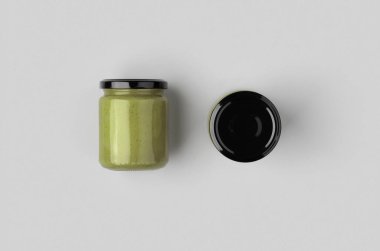 Balkabağı, kenevir tohumu yağı kavanozu maketi.