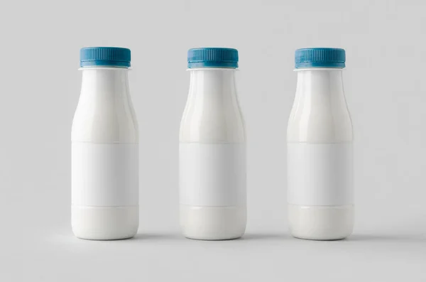 Bílý Plastový Jogurt Nebo Láhev Mléka Mockup Prázdným Štítkem — Stock fotografie