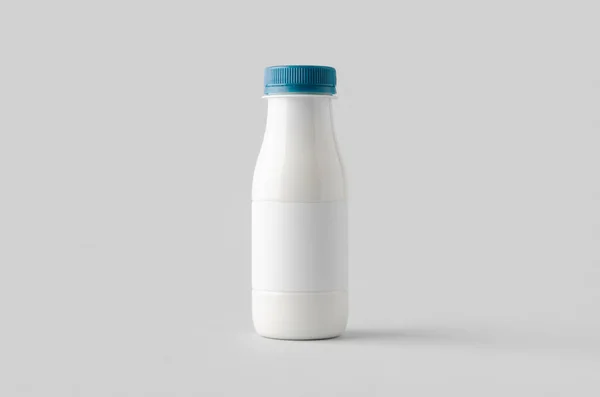 Witte Plastic Yoghurt Melkfles Mockup Met Blanco Etiket — Stockfoto