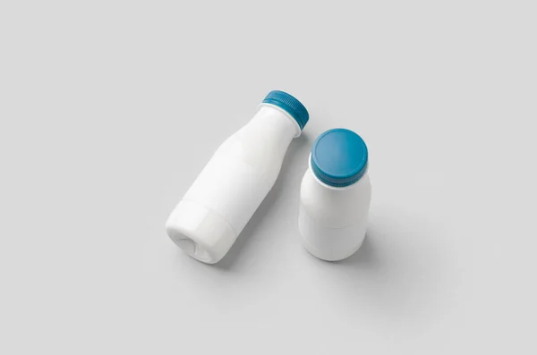 Yogur Plástico Blanco Maqueta Botella Leche Con Etiqueta Blanco — Foto de Stock