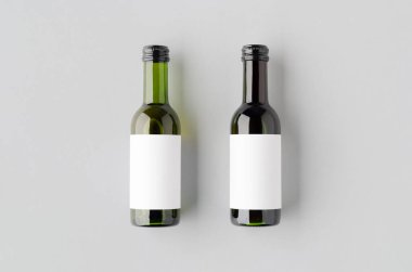 Small red and white wine bottle mockup. Bordeaux shape.
