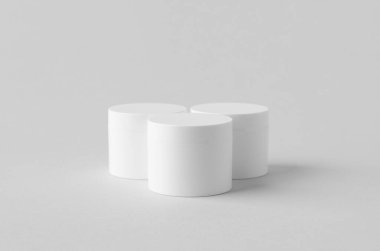Tarafsız arkaplanda beyaz plastik kozmetik krem kutusu modeli