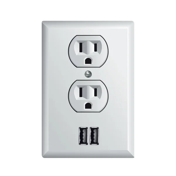 Electrical power socket with USB — Stock Vector