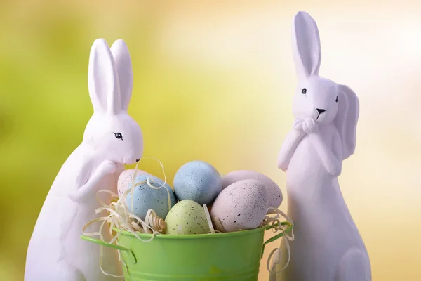 Easter Bunny with Bucket of Eggs — Stock Photo, Image