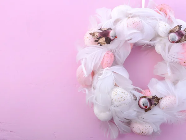 Roze en witte Pasen krans — Stockfoto