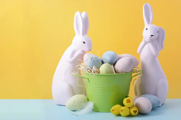 Cute Easter Bunny with Yellow Background. — Stock Photo, Image