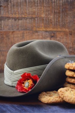 Australian Army Slouch Hat and Anzac Biscuits. clipart