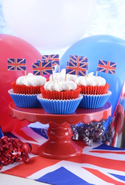 İngiltere bayrakları ile parti cupcakes