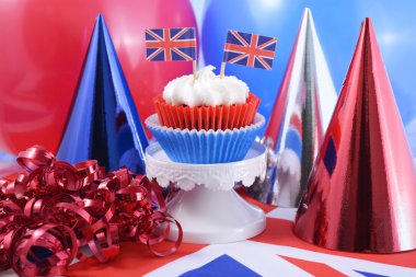 İngiltere bayrakları ile parti cupcakes