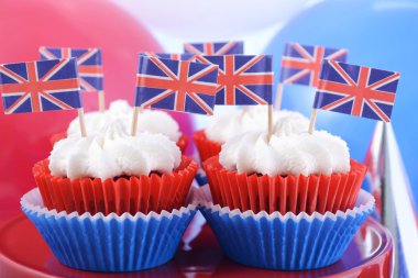İngiltere bayrakları ile parti cupcakes