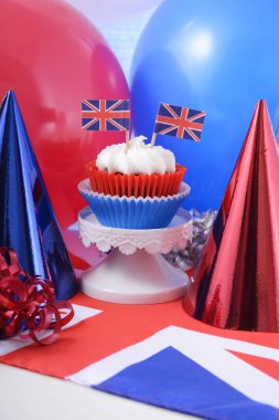 İngiltere bayrakları ile parti cupcakes