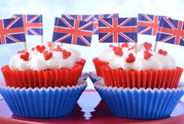 Cupcake party con bandiere britanniche — Foto Stock