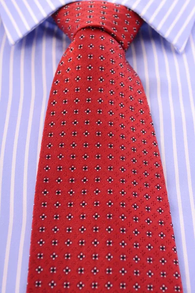 Röd Mens slips och skjorta blå rand. — Stockfoto