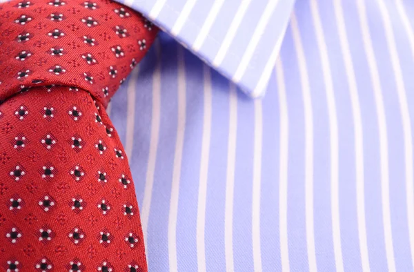 Red Mens Tie and Blue stripe shirt. — Stock Photo, Image