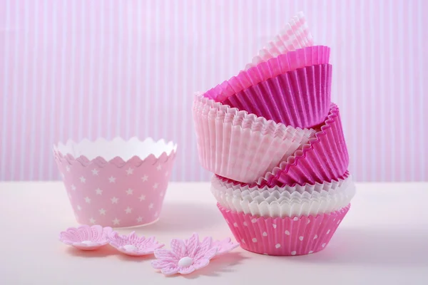 Pink cupcake paper cups — Stock Photo, Image