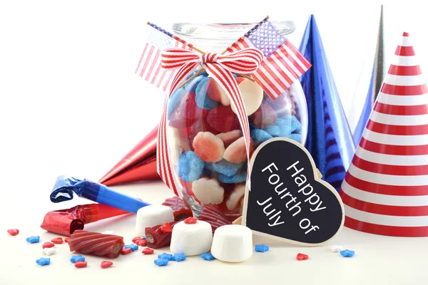 Happy Fourth of July Candy Jar. — Stock Photo, Image