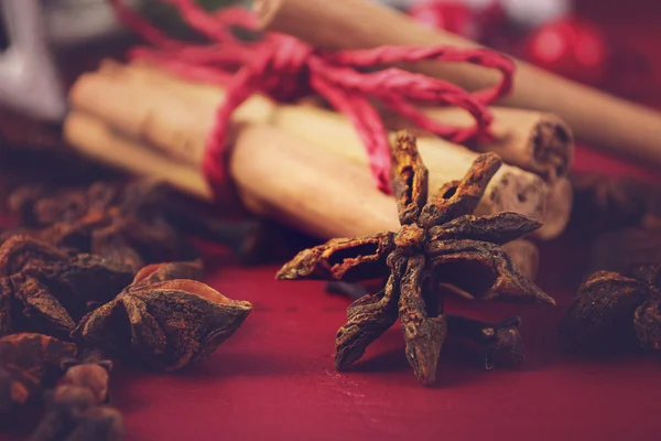 Şenlikli Noel baharatları ve malzemeleri — Stok fotoğraf