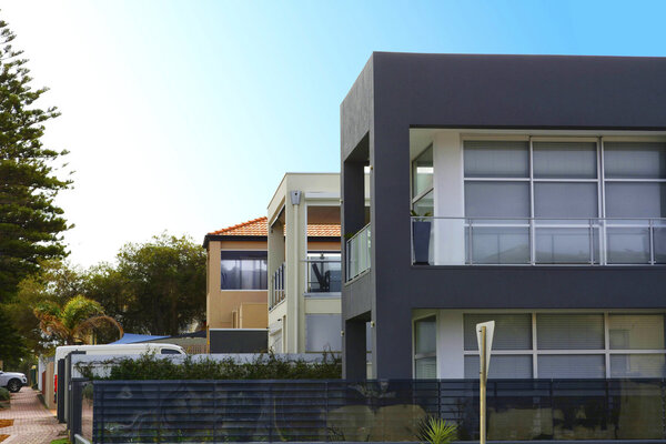 Row of two story homes. 