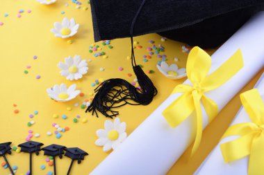 Yellow black and white theme graduation background clipart