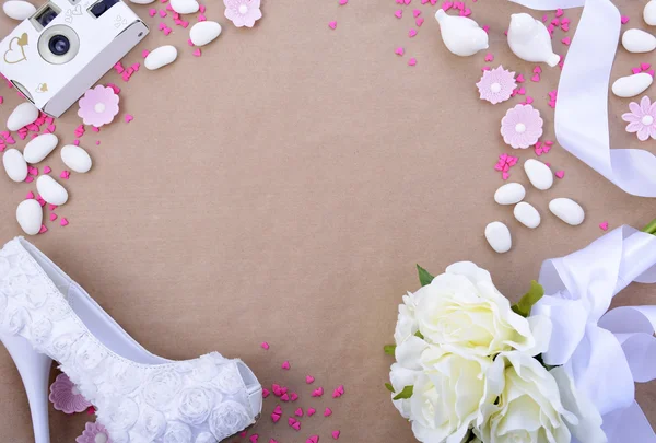 Fond de mariage avec bordures décorées — Photo