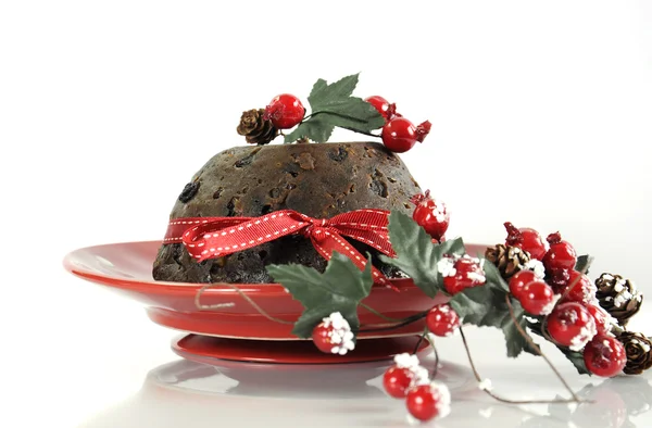 Angol stílusú karácsonyi mazsolás puding desszert — Stock Fotó