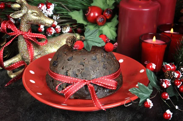 Sobremesa de pudim de ameixa de Natal estilo inglês — Fotografia de Stock