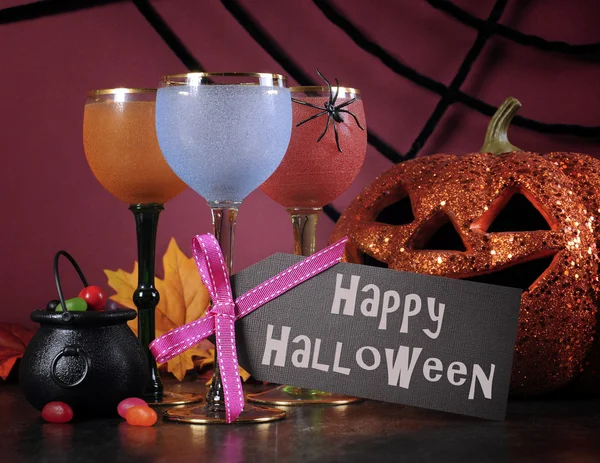 Happy Halloween ghoulish party cocktail drinks — Stock Photo, Image