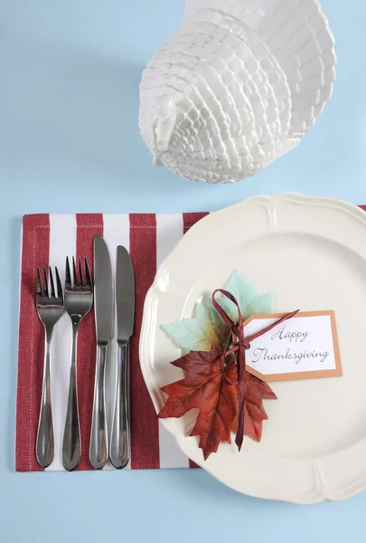 Šťastné díkůvzdání jídelní stůl prostírání — Stock fotografie
