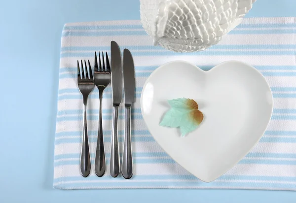 Ajuste de mesa de comedor de Acción de Gracias feliz —  Fotos de Stock