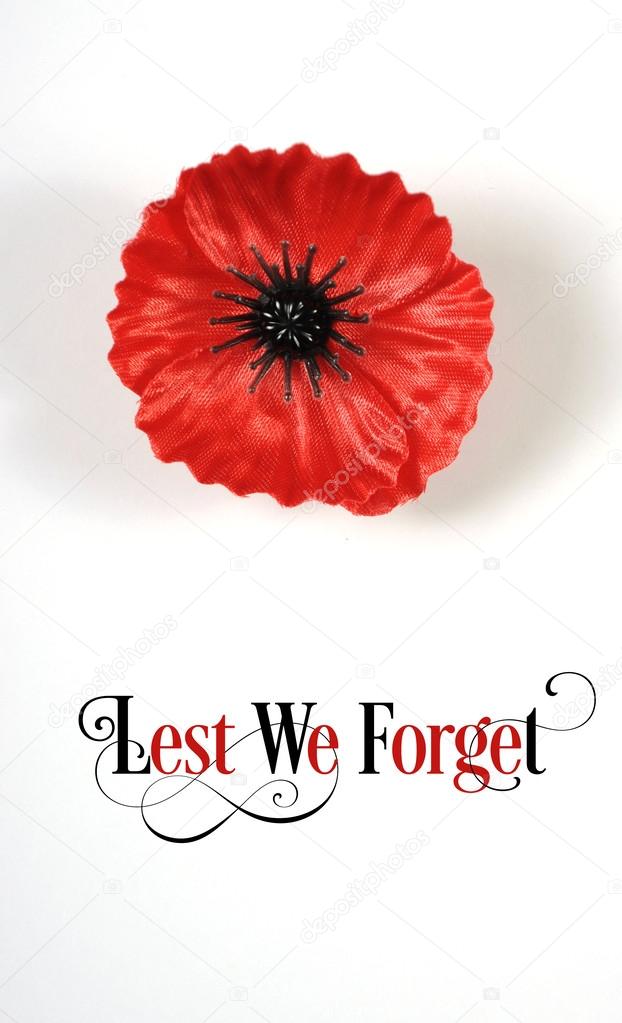 Les We Forget Poppy for Remembrance Day