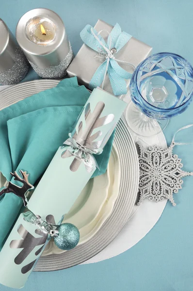 Christmas holiday festive table place setting — Stock Photo, Image