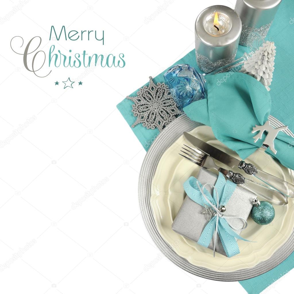 Christmas holiday festive table place setting