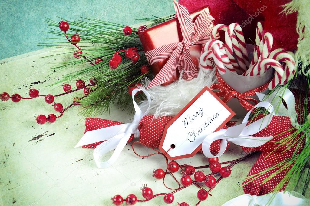 Christmas hamper in shabby chic white tray