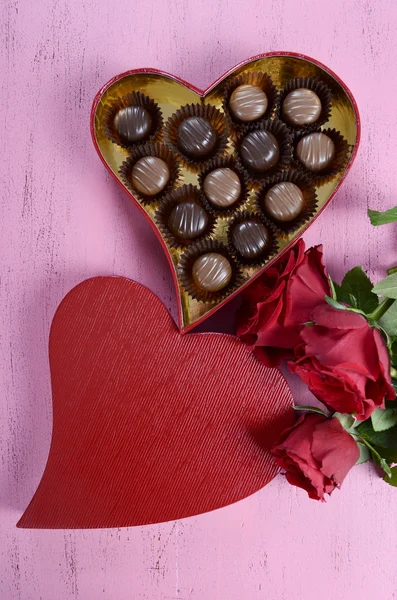 Glücklich Valentinstag Schachtel Pralinen — Stockfoto