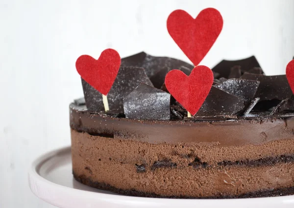 Gâteau de couche de mousse au chocolat Valentine — Photo