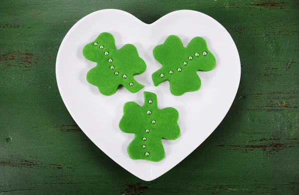 St Patricks Day green shamrock cookies — Stock Photo, Image