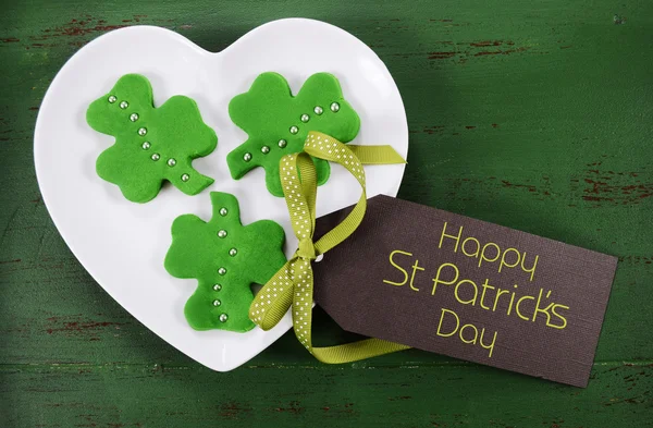 Soubory cookie zelený trojlístek St Patricks Day — Stock fotografie