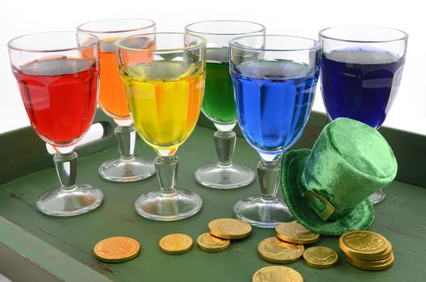 St Patricks Day party rainbow color drinks — Stock Photo, Image