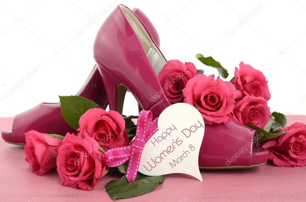 Pink high heels with roses